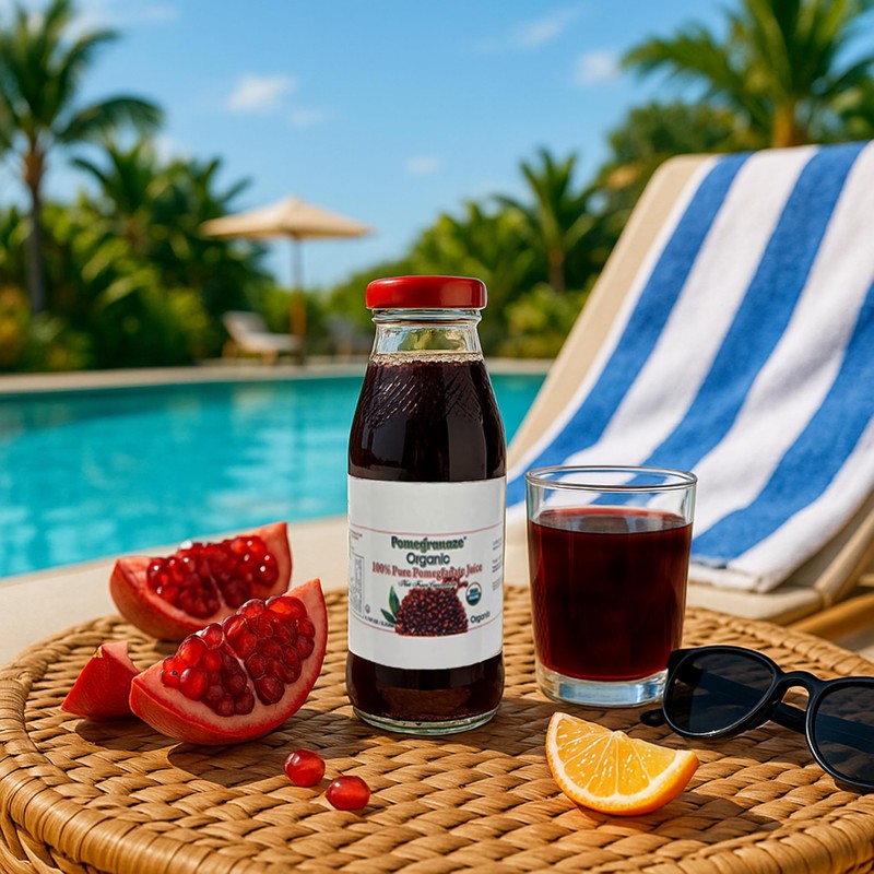 100% Organic Pomegranate Juice, 6.7 Oz Glass Bottle (6 Pack)
