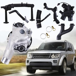 AJ813909 Cooling System Replace Kit for Jaguar F-Type F-Pace XF XE XJ 2013-2019, for Land Rover Discovery 2019-2020 3.0L V6 5.0L V8 Aluminum Replace Part with Water Pump LR090630 LR069809 C2D20660