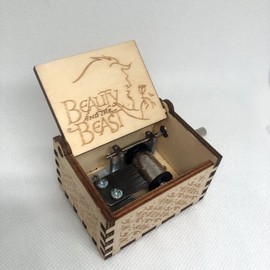Beauty and The Beast Wood Music Boxes,Laser Engraved Vintage Wooden Sunshine Musical Box Gifts for Birthday/Christmas/Valentine's Day (Beauty and The Beast)