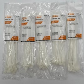 HDX NEW!! 100 HDX 8” White Nylon Zip Ties - (5) 20PKs - 1004 137 719
