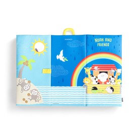 DEMDACO Love to Play Noah and Friends Blue 34 x 23.5 Polyester Squeaker Mirror Sensory Folding Travel Playmat