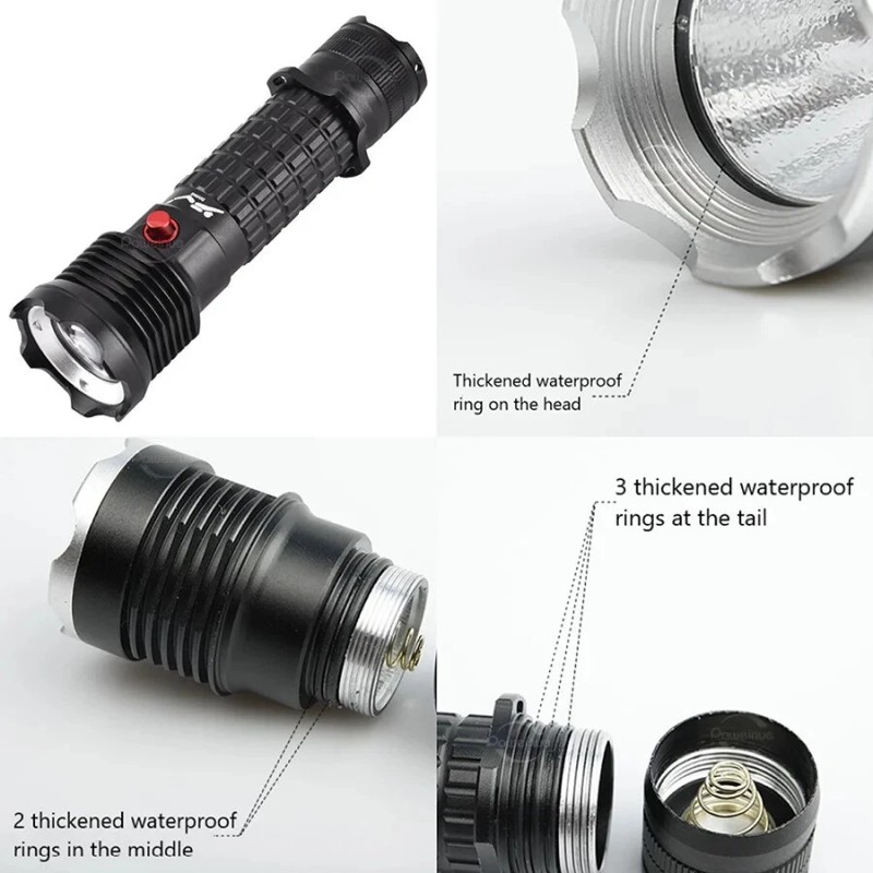 Packetman Underwater Flashlight Professional Diving Light LED Waterproof Dive Scuba