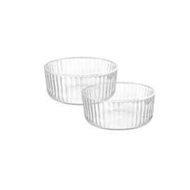 Bormioli Rocco Exclusiva Mini Serving Bowls, Set of 2-15.25 Oz. Stackable Glass Condiment Dishes with Elegant Light-Reflecting Design - 4.75 Inch Italian Tableware, Dishwasher Safe