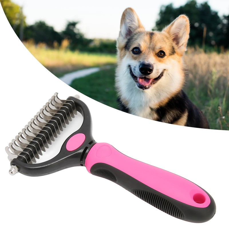 Pet Undercoat Rake Double Sided Knots Removal Grooming Massage Dog