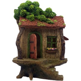 PRETMANNS Fairy Garden House – Fairy House for Outside – 9” High Treehouse with Door That Opens – Sturdy Fairy Garden Building – Lovely Miniature Garden Accessories Supplies