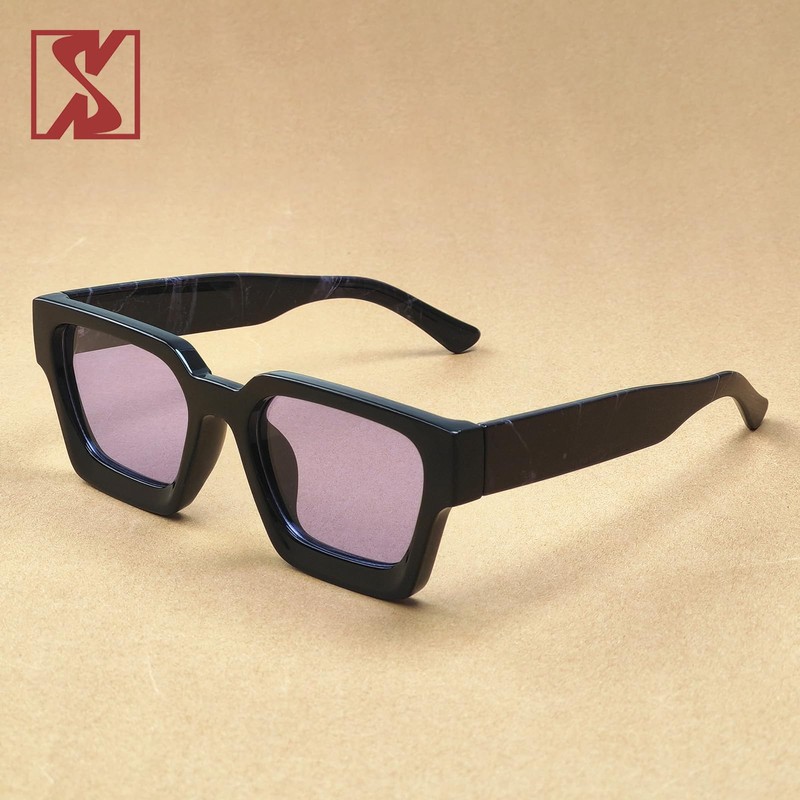 SHEEN KELLY Retro Thick Rectangular Chunky Sunglasses for Women Men
