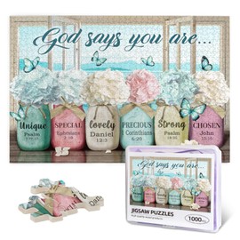 Christian Puzzles 1000 Pieces Religious Bible Verses Jigsaw Puzzles for Adults God Says You are Puzzle Inspirational Challenging Wooden Puzzle for Family Unzip Game