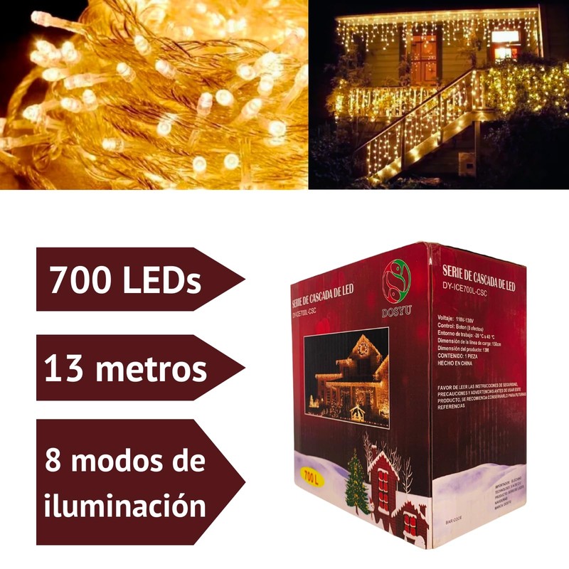 Luces de Navidad,DOSYU Cascadas de Luces navideñas 700 leds,Serie Casacada
