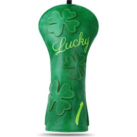Golf Club Head covers for Driver 460CC DR #1 Elastic Closure Green PU Leather Clover