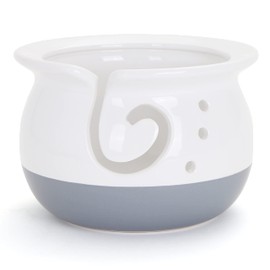 Milltown Merchants White Yarn Bowl - Yarn Holder - Knitting Accessories - Artisan Knitting Bowl - Ceramic Yarn Ball Holder - Great for Knitting, Crochet, and Yarn Storage