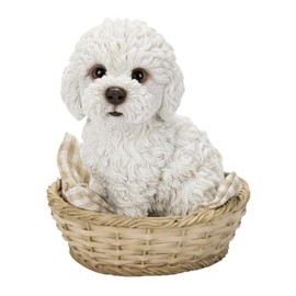 Uvia H24121 Bamboo Basket Poodle Shiro 12.5 x 10.5 x 14 cm Doll Figurine Figurine Figurine Animal Garden Decoration Realistic Cute Dog Dog