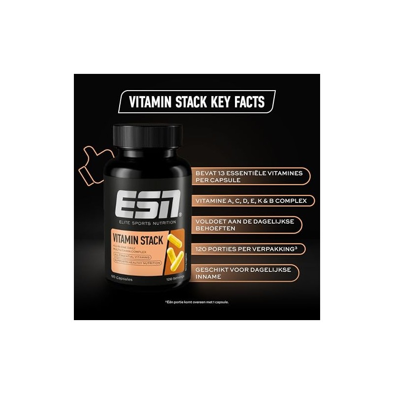ESN Vitamin Stack, 120 Vegan Capsules with All Essentials Vitamins