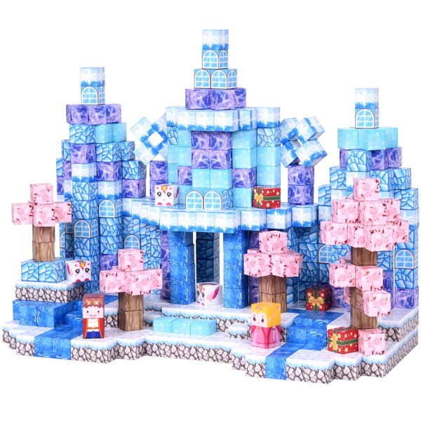 LFZXKJKJ Magnetic Building Blocks, 160PCS Ice Castle Magnet Building Cubes