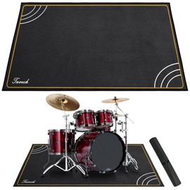 Invech 5 x 6.6 Ft Drum Rug, Drum Mat with Non-Slip Grip Bottom, Soundproof Drum Floor Mat for Electrical Drum, Drum Accessories Gift for Drummers (Design Black)