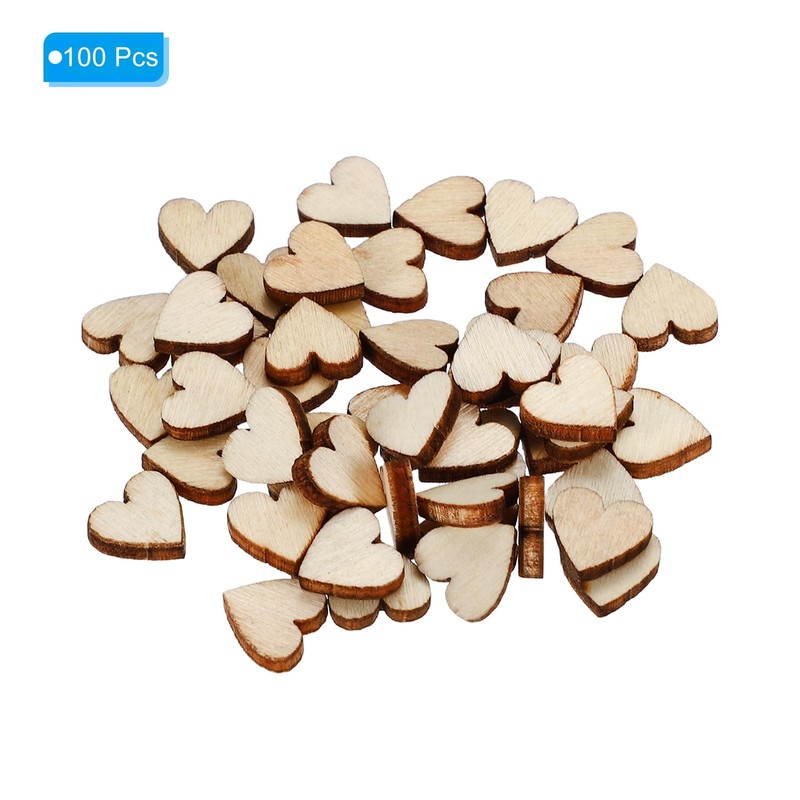 PATIKIL 10mm Wooden Hearts, 100 Pack Unfinished Wood Hearts Blank