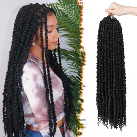 BARSDAR Passion Twist Hair, 22 Inch 8 Packs Pre-twisted Passion Twist Crochet Hair for Women, Long Curly Crochet Passion Twist Braiding Hair Extensions Pre Looped Crochet Boho Braids 1B#