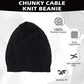 QIYUDA Women Summer Beanies Knit Hats, Winter Fall Mesh Slouchy Lightweight Thin Crochet Caps (Black)