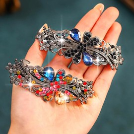 HEREAD Rhinstones Hair Barrette Vintage Crystal Hair Clips Accessories for Women (Pack of 2)