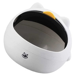 Ciieeo Cute Space Cat Mini Desktop Trash Can with Lid Stylish Waste Basket for Home Office Bedroom and Living Areas Material Space Saving Design Modern Decorative Waste Bin