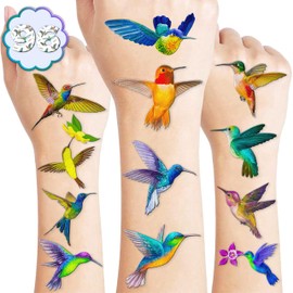 96PCS Colorful Hummingbird Temporary Tattoos Themed Birthday Party Decorations Favors Supplies Decor Spring Flying Nature Bird Tattoo Stickers Gifts For Kids Adults Boys Girls School Prizes Carnival