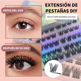 OranSee Kit de Extensiones de Pestañas DIY - Racimos de Pestañas Individuales para Extensiones de Pestañas con 40 Racimos Wispy, Delineador de Ojos - Kit de Extensiones de Pestañas para Hacer en Casa (Kit D-Curl 8-16mm) - Seductor