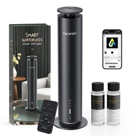 Waterless Essential Oil Diffuser for Large Room up to 1000 Sq Ft - Smart Hotel Scent Diffuser for Home with App, Remote & Timer, Whisper-Quiet Aluminum, Includes 2 x 120ml Oils