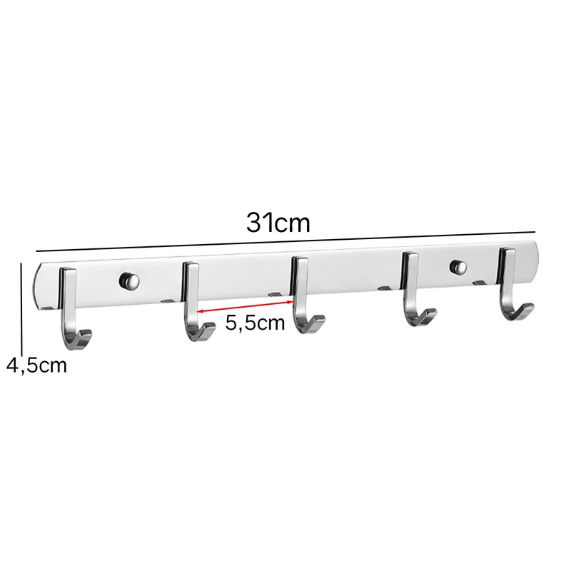 ERBO Stainless Steel Coat Rack with 6 Hooks, Coat Hook