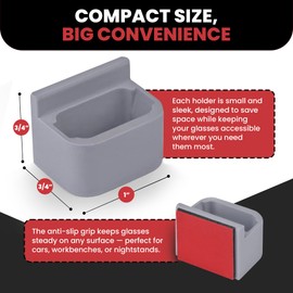 Gearu Glasses Keep Eyewear Organizer - Multipurpose Adhesive Glasses Holder, Sunglass Mount for Desk, Car, Bedroom Nightstand, Wall or Workshop, Compact Eyeglass Hanger with Strong Adhesive, Pack of 8