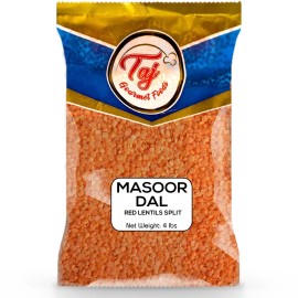 TAJ Gourmet Foods 64 Ounce Masoor Dal Red Lentils Easy to Cook Nutritious Split Lentils 4 Pounds