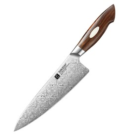 XINZUO 8.3 Inch,110 Layers Damascus Steel Chef Knife Cleaver, Professional Hand Forged Kitchen Cooking Knife,Full Tang,Sharp Slicing Knife Gyuto Knife-North America Desert lron Wood Handle