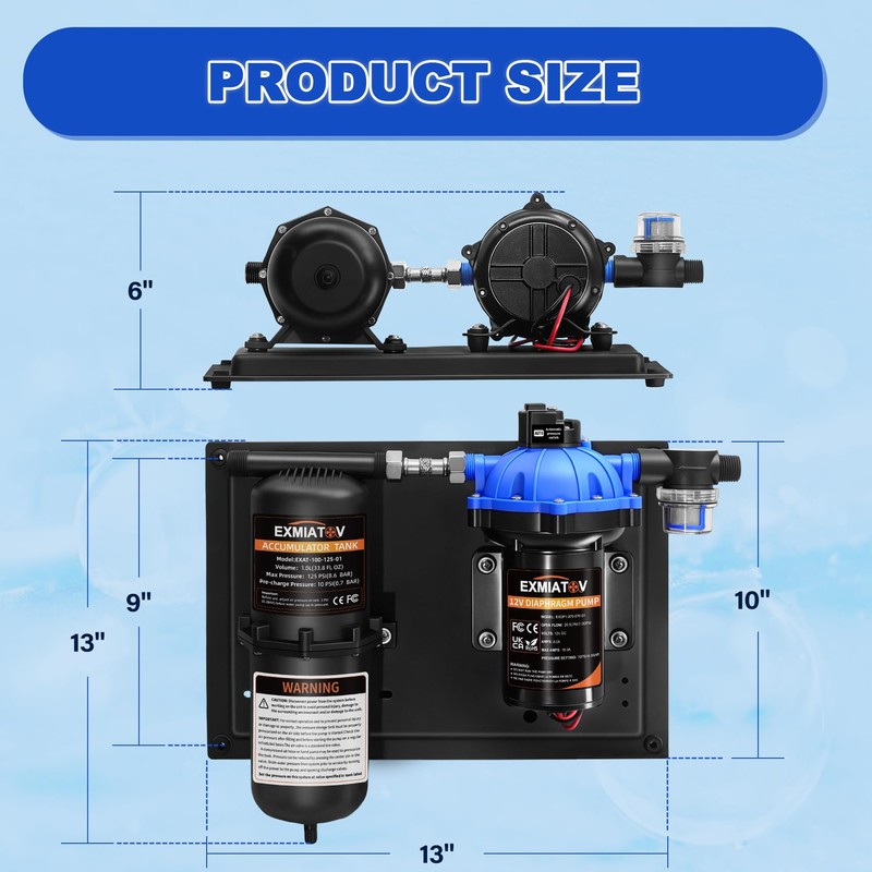 EXMIATOV Water Pump and Accumulator Tank System,110V AC 7.0GPM 70PSI