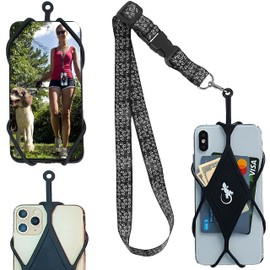 Gecko Travel Tech Cell Phone Neck Holder Lightweight Silicone Lanyard Universal to Most Smartphones (Paisly Neck - Black Diamond)