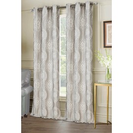 Embossed Monaco Window Curtains for Bedroom Not Black Out Curtains or Sheer Curtains Room Decor Darkening Bedroom Curtains Grommet Curtains 84 Inches Long 38 Inch Set of 2 Curtains Panels in Silver