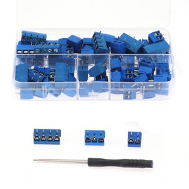 AEDIKO 80pcs 2 Pin 3 Pin 4 Pin PCB Mount Screw Terminal Block Connectors 5mm Pitch for Home Electronics Projects (2Pin 60pcs,3Pin 10pcs,4Pin 10pcs)