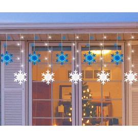 LAMPHOME 141" 155LED Twinkleb Snowflake Light, LED Snowflake Christmas Lights Indoor or Outdoor Décor for Home, Garden, Lawn (Blue and White)