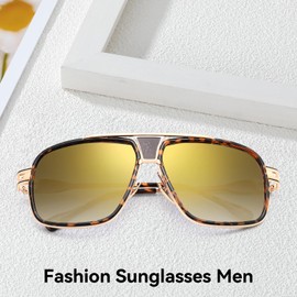 Dollger Square Aviator Polarized Sunglasses for Men Fashion 70s Disco Sun Glasses Cool Designer Sunglasses Shades