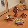 4 Wooden Hot Food Coasters with 1 Stand, Table Insulation