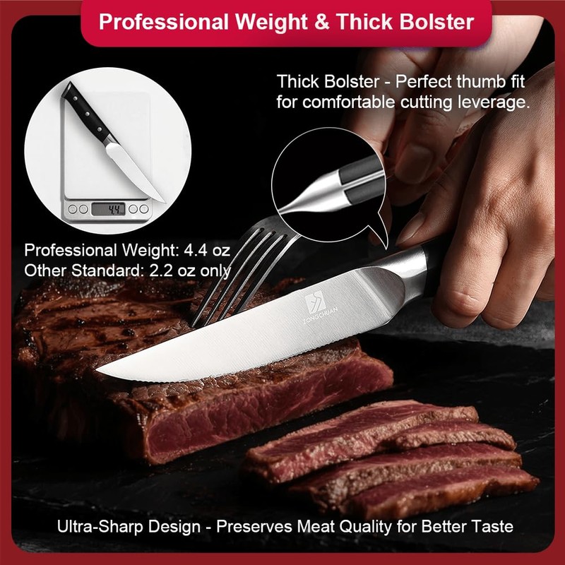 Steak Knives,4.5 Inch Steak Knives Set of 8, Micro-Cutting Point