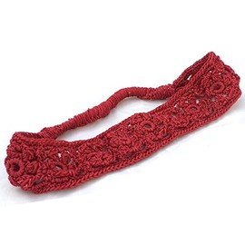 wardani, Crochet daisies Elastic Headband Basic (Berry-Red)