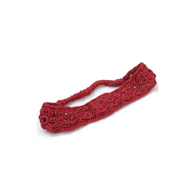 wardani, Crochet daisies Elastic Headband Basic (Berry-Red)