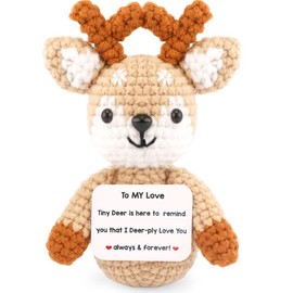AHONEY to My Love Romantic Emotional Support Crochet, Deer for Him Her Couples Wife Husband Boyfriend Cute Christmas Stocking Stuffer for Men Women Mini Reindeer Decor