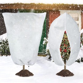 2 Packs Large Plant Covers Freeze Protection for Winter-70.86 x 47.24 Inch Warm Plant Protection Cover Bags, Reusable Frost Cloth Blanket Protecting Fruit Tree Potted Plants