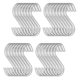 YOUNTHYE 100 Pack 2.8 inch S Hooks for Hanging Stainless Steel S Hooks Bulk Sliver Small S Hook Rack Hangers Heavy Duty S Hanging Hangers Hook for Kitchen, Work Shop, Bathroom, Garden