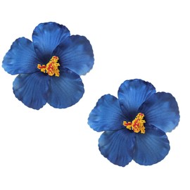 2 Pcs Blue Fovely Flower Hair Clips for Women Plumeria Hibiscus Hair Clip Artificial Flower Clips 3.94 Inch Floral Hair Barrettes for Summer Vacation Beach Party Girls Holiday Gifts