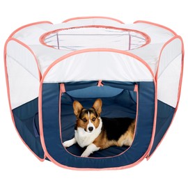 Furhaven Pop Up Playpen Pet Tent Playground - Navy, Large