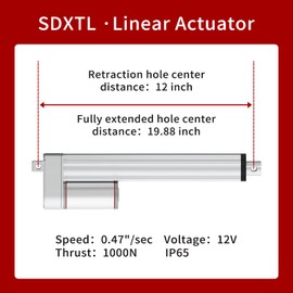 Stroke 200mm 7.87" 220 lbs High-Speed 0.47"/sec 12v Volt Electric Linear Motor Actuator with Mounting Brackets