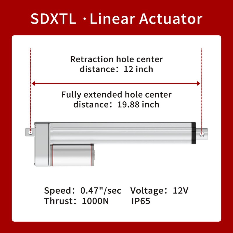 Stroke 200mm 7.87" 220 lbs High-Speed 0.47"/sec 12v Volt Electric