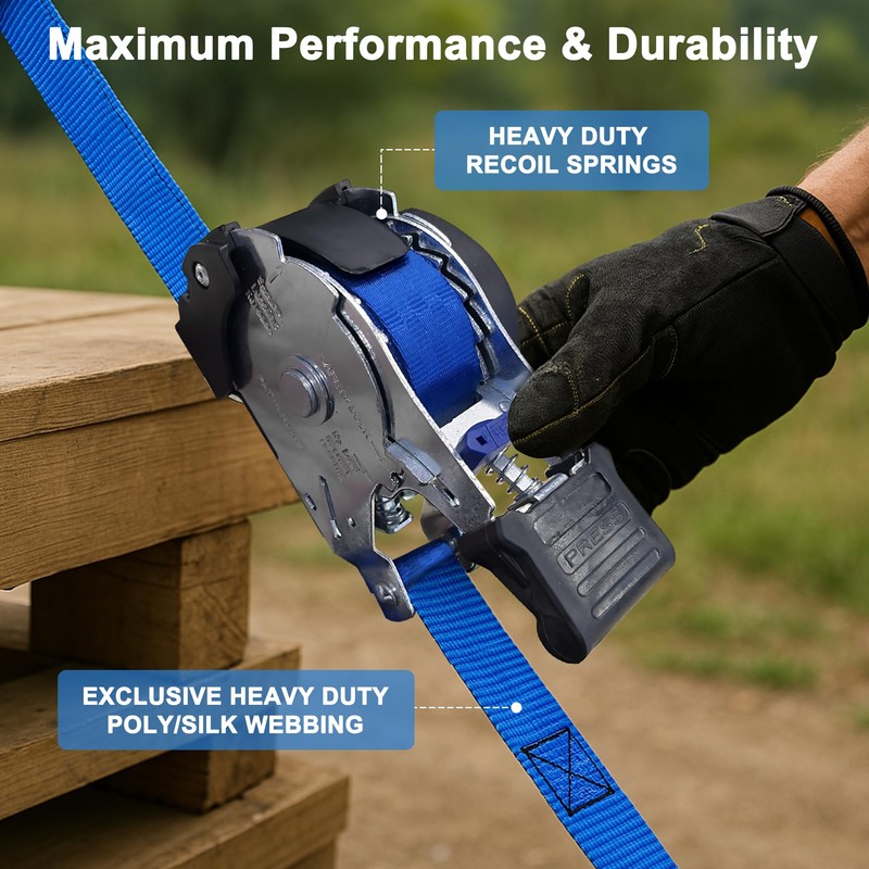 Leyso 2 Inch x 6 Ft Retractable Ratchet Straps, Auto
