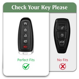 WORCAS for Ford 5 Button Key Fob Cover, TPU Smart Key Fob Case Compatible with Ford C-Max Edge Escape Expedition Explorer Flex Focus Taurus Lincoln MKS MKT MKX Navigator(Green)