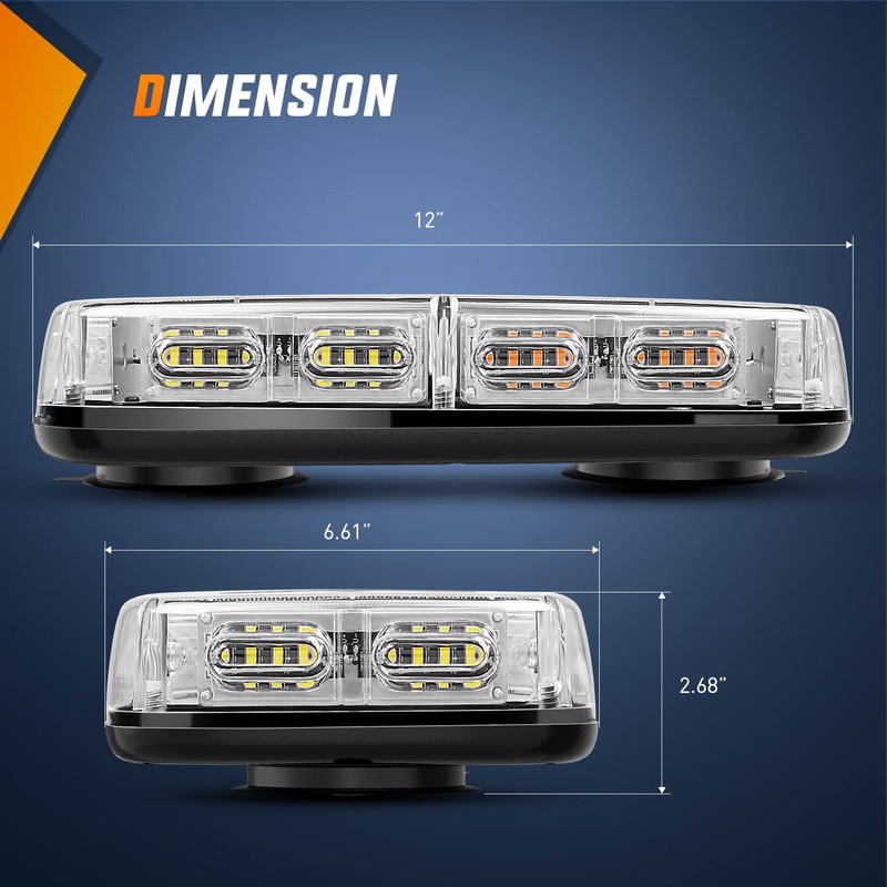 Nilight 12 Inch Roof Top Strobe Lights, 48LED Hazard Light